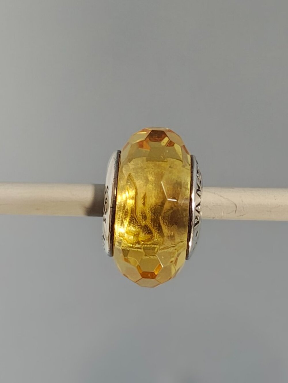 Authentic Retired Pandora Golden Yellow Faceted Murano Charm 791629 Sterling